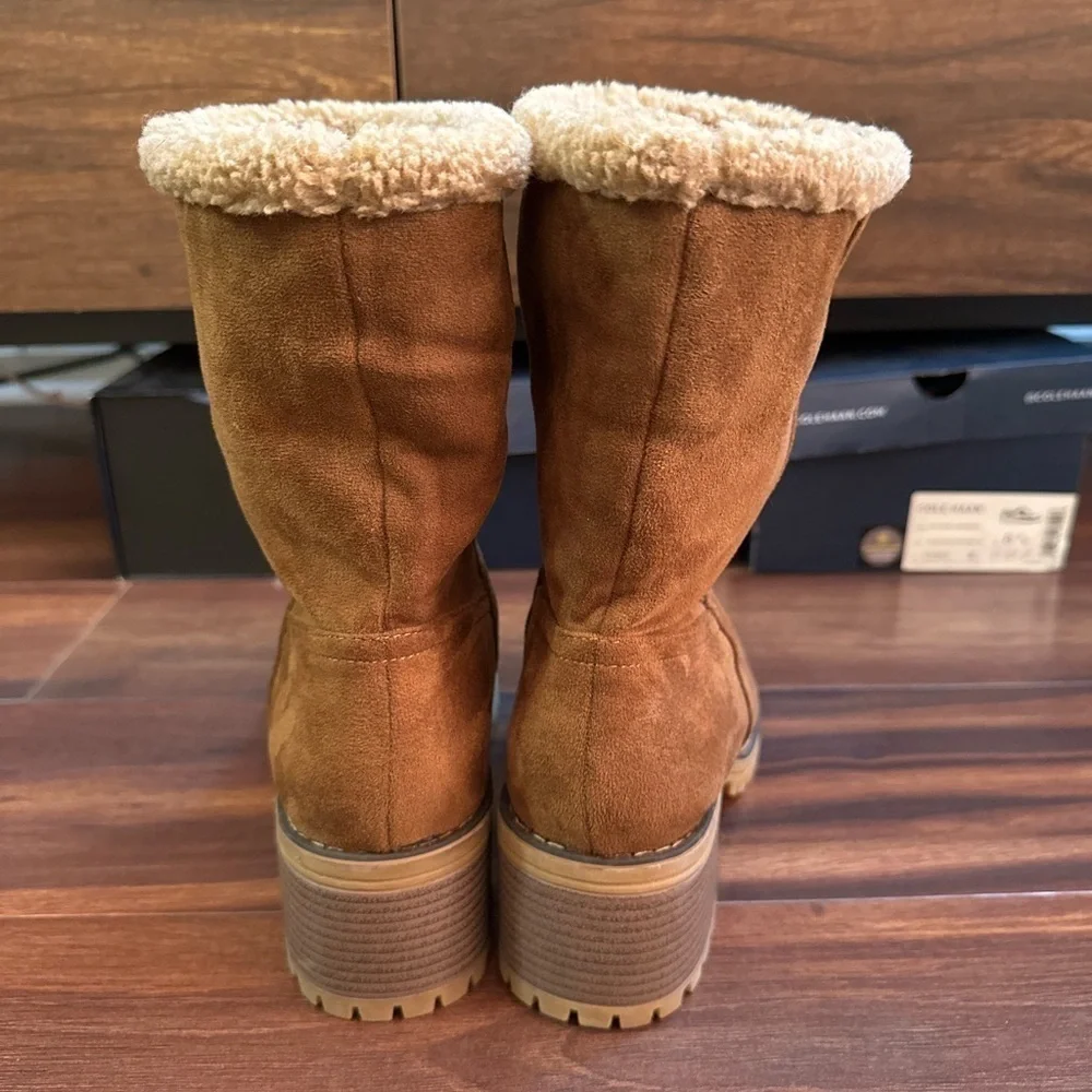🌿END of Season SALE🌿BOUTIQUE Brown Heeled Winter Boots Faux fur Lined Size 10